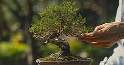 Bonsai Baum der gepflegt wird, damit er stetig wächst