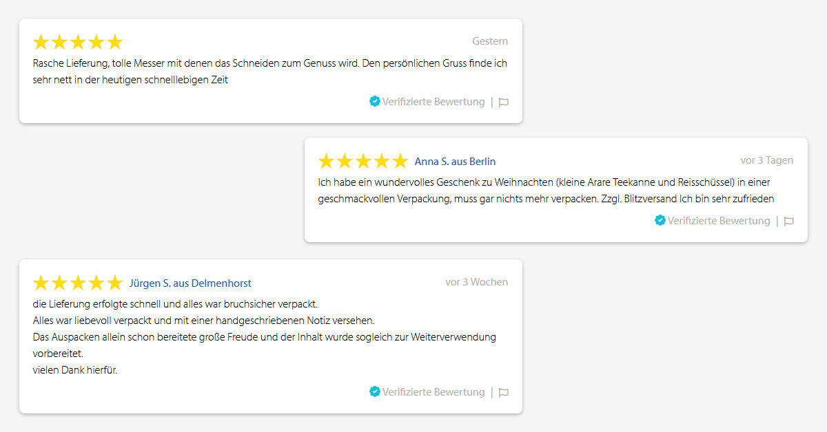 Feedback Kundenbwertungen