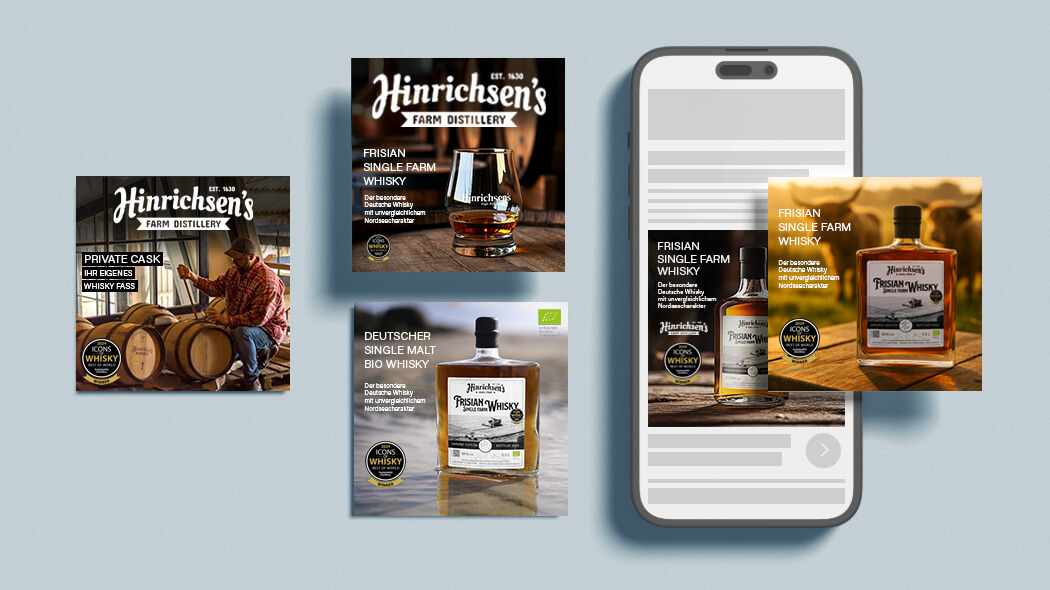verschiedene Paid Ads einer Whisky Marke